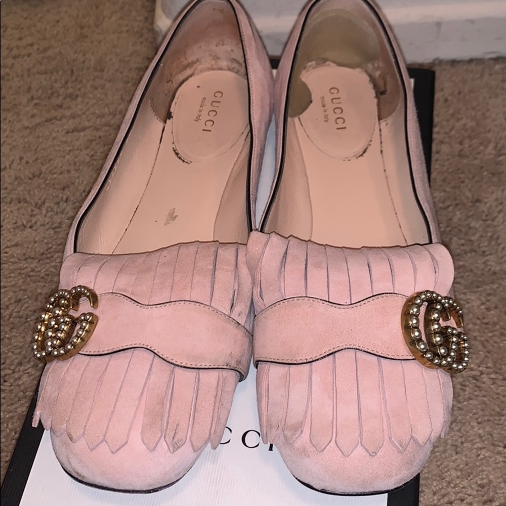 Blush pink AUTHENTIC Gucci Loafers with pearls